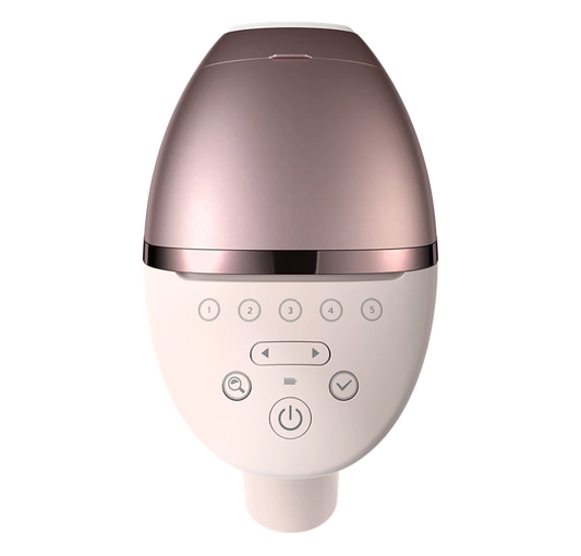 Philips Lumea série 9000, Épilateur à lumière pulsée, alternative à l'épilation laser, technologie SenseIQ, 3 accessoires pour corps, visage et zones de précision, usage avec ou sans fil, BRI955/00