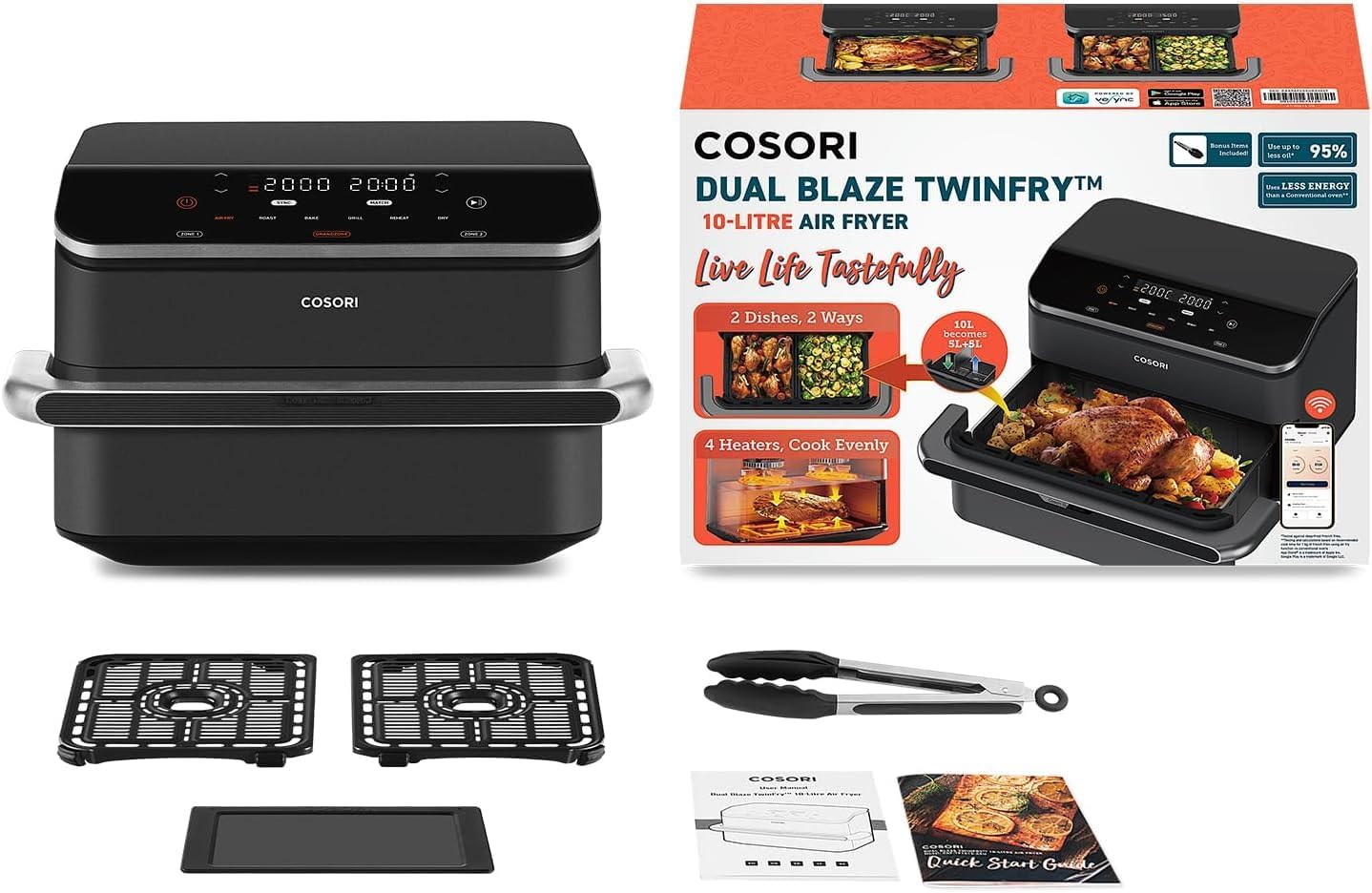 مقلاة هوائية COSORI Twinfry سعة 10 لترات