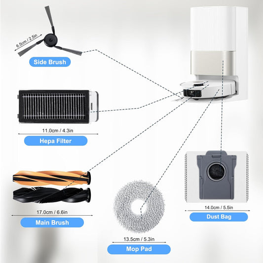 Kit d'accessoires pour Dreame X50 Ultra Complete/L40s Pro Ultra/L50 Pro Ultra/X50 Master, pour Mova V50 Ultra Complete/Mova P50s Ultra/Matrix10 Ultra aspirateur robot, brosses à rouleau, filtres Hepa