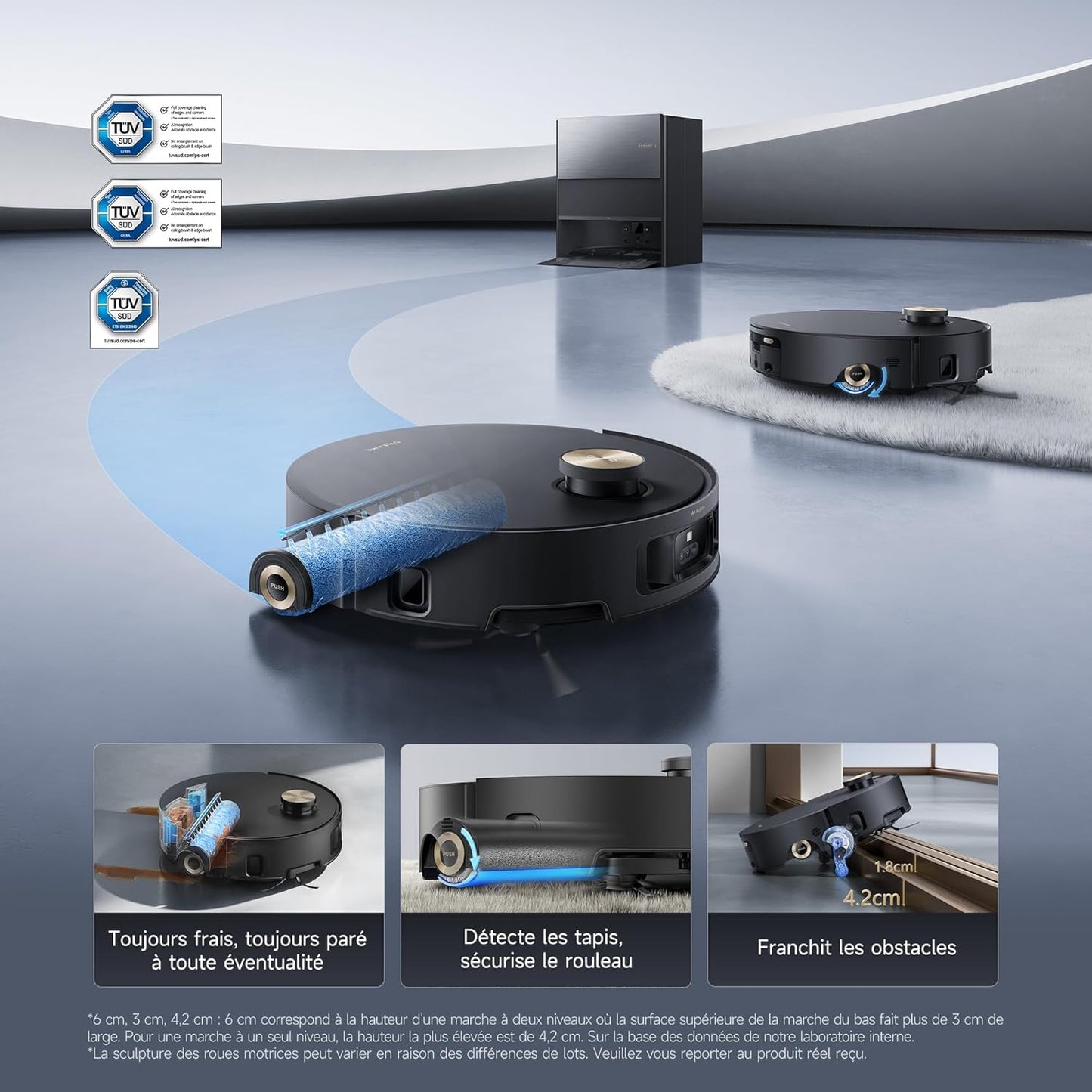 Dreame Aqua10 Roller – Aspirateur robot avec lavage AquaRoll et vidage automatique