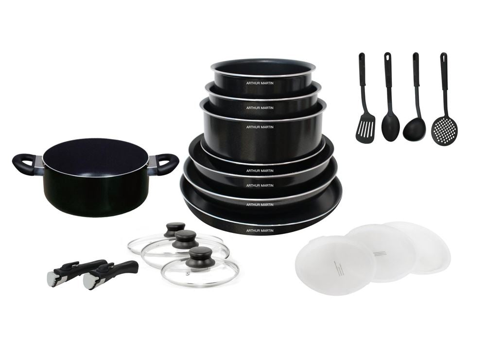 Batterie de cuisine Arthur Martin 20 pièces, Noir