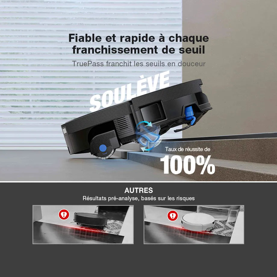 ECOVACS X12 OmniCyclone Aspirateur Robot, Blast, 22 000 Pa, pré-Dissolution des Taches FocusJet, PowerBoost, OZMO Roller 3.0, Rouleau Extensible et Qui se lève, vidage Automatique PureCyclone 2.0