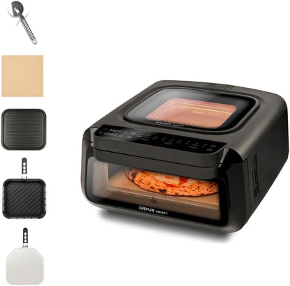G3 Ferrari G10225 Krispy Four à pizza et Friteuse à air multifonction, 2100 W, 13 litres, Technologie HOBLO, Écran Tactile avec 18 Programmes, Jusqu’à 380 °C, Accessoires inclus, Noir.