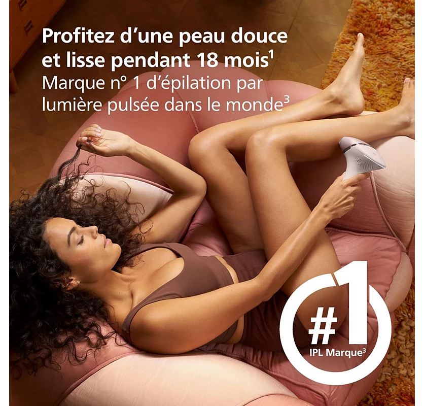 Philips Lumea Epilateur à lumiere pulsee Serie 8000 - Epilateur avec technologie SenseIQ, 2 embouts pour le corps et le visage, utilisation filaire (modèle BRI944/00)