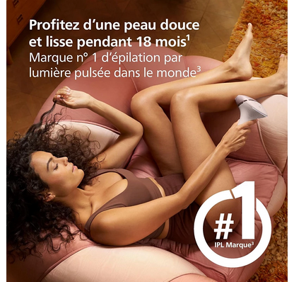 Philips Lumea Epilateur à lumiere pulsee Serie 8000 - Epilateur avec technologie SenseIQ, 2 embouts pour le corps et le visage, utilisation filaire (modèle BRI944/00)