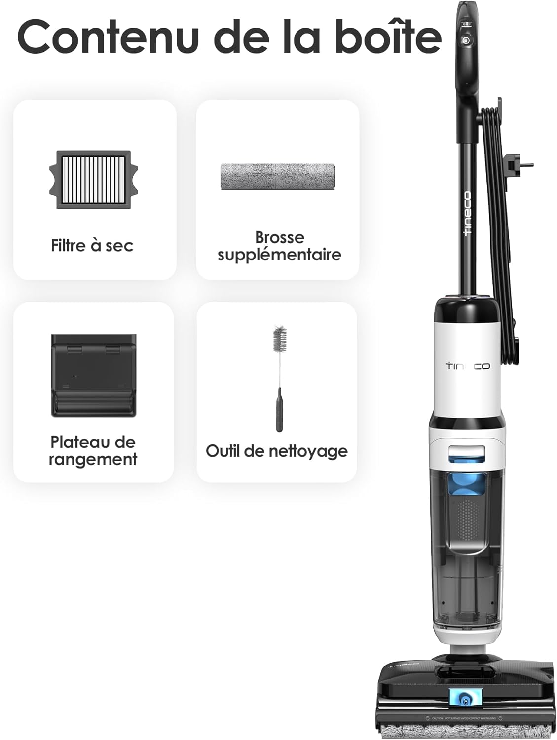 Tineco Floor One S6 Stretch Steam Nettoyeur Vapeur, Aspirateur Balai Vapeur à Câble Tout-en-Un, 160℃ HyperSteam, 180° Pose à Plat, Auto-Nettoyage à l'eau Chaude, Anti-Tangle-Design