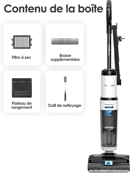 Tineco Floor One S6 Stretch Steam Nettoyeur Vapeur, Aspirateur Balai Vapeur à Câble Tout-en-Un, 160℃ HyperSteam, 180° Pose à Plat, Auto-Nettoyage à l'eau Chaude, Anti-Tangle-Design