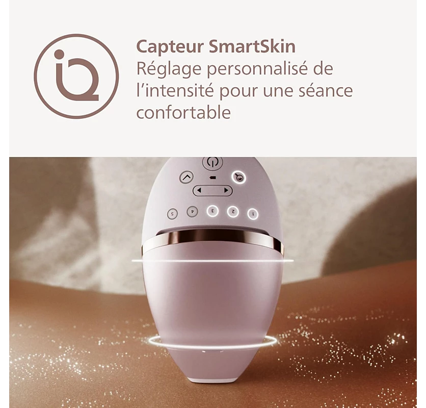 Philips Lumea Epilateur à lumiere pulsee Serie 8000 - Epilateur avec technologie SenseIQ, 2 embouts pour le corps et le visage, utilisation filaire (modèle BRI944/00)