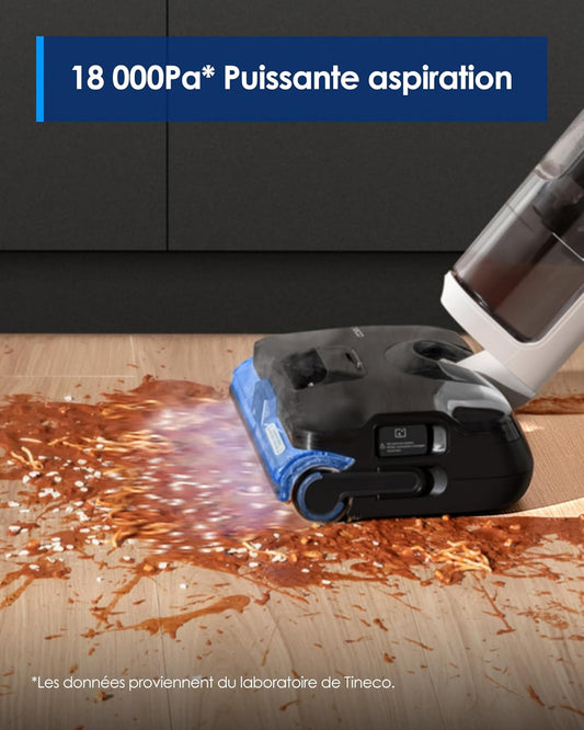 Tineco Floor One S6 Stretch Steam Nettoyeur Vapeur, Aspirateur Balai Vapeur à Câble Tout-en-Un, 160℃ HyperSteam, 180° Pose à Plat, Auto-Nettoyage à l'eau Chaude, Anti-Tangle-Design