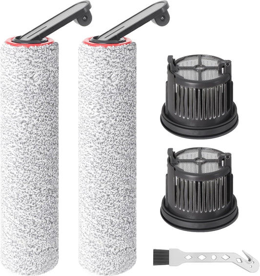 Kit de rechange pour Dreame H14 / H14 Pro / H14 Dual / H14 AE – 2 rouleaux de brosse + 2 filtres HEPA + 1 brosse de nettoyage