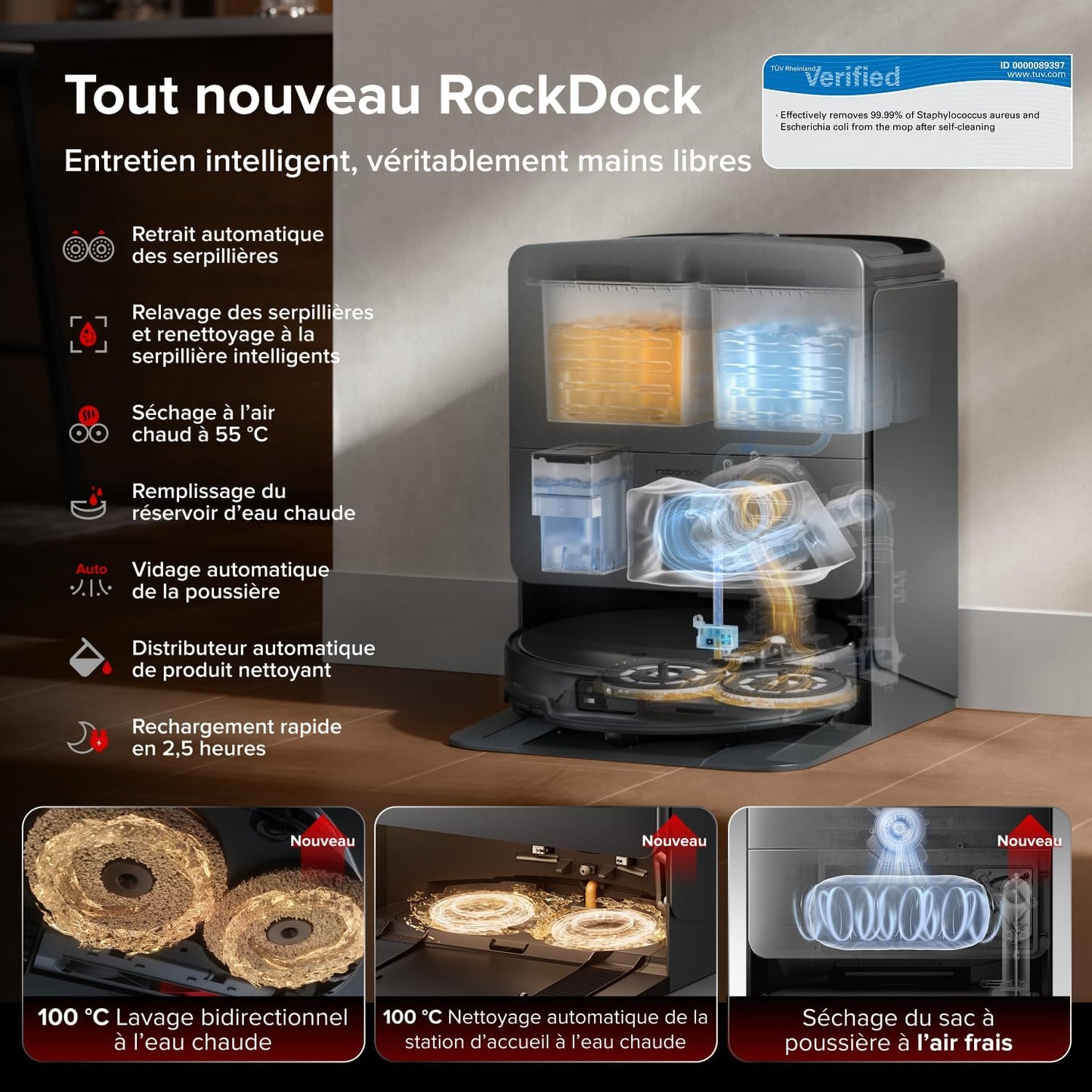 Roborock Saros 20 Robot Aspirateur Laveur Ultra-Premium 36 000 Pa