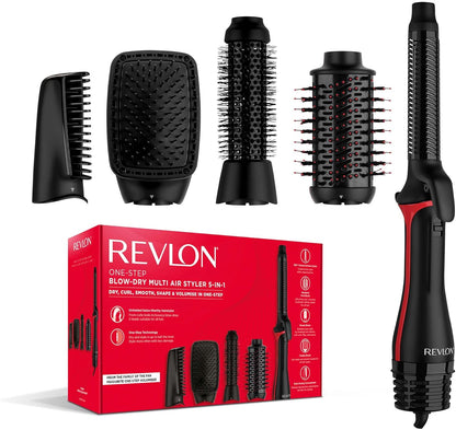 REVLON- 5-EN-1 One-Step Styler multi-usages (têtes amovibles, boucleur, sèche-cheveux, brosse volumisante, brosse coiffante et concentrateur) RVDR5370