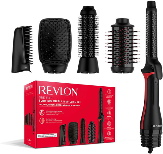 REVLON- 5-EN-1 One-Step Styler multi-usages (têtes amovibles, boucleur, sèche-cheveux, brosse volumisante, brosse coiffante et concentrateur) RVDR5370