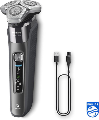 Rasoir Philips Series 8000 - rasoir électrique Wet & Dry avec technologie SkinIQ, 1 tondeuse rétractable, socle de charge, capot de protection, et brossette de nettoyage (modèle S8697/23)