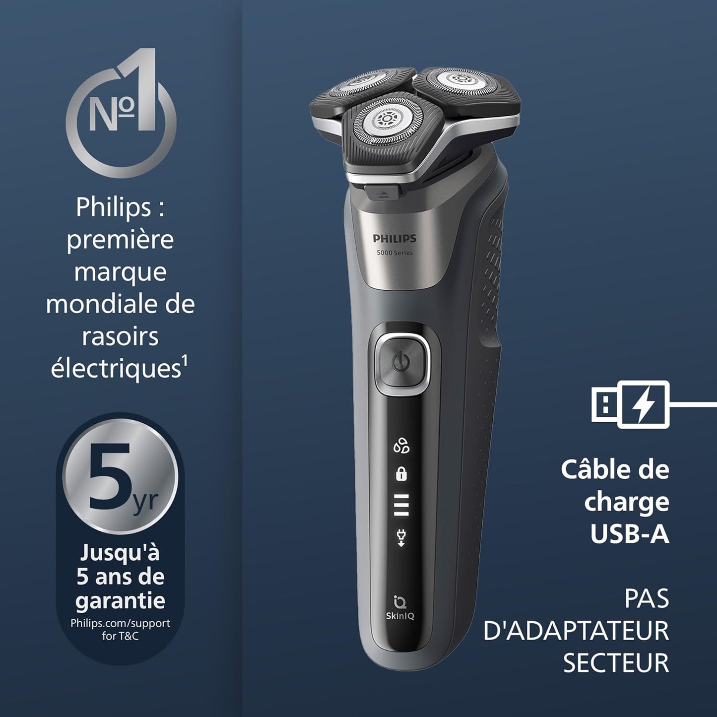 Philips Series 5000 S5887/13 – Rasoir électrique Wet & Dry