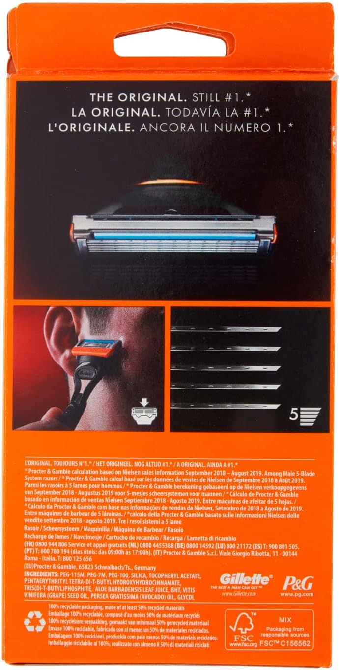 Gillette Fusion5 – ماكينة حلاقة رجالية بـ 5 شفرات مضادة للاحتكاك