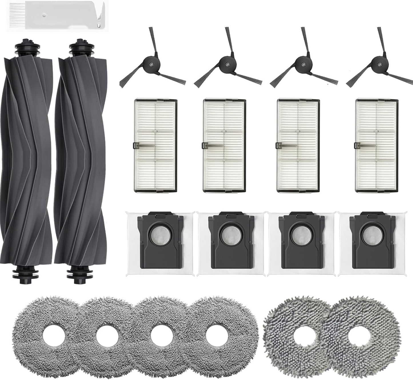 Accessoires pour Dreame X40 Ultra Complete L40 Ultra Mova P50 Pro Ultra X40 Master,Lingettes X6 Sacs X4 Filtre X4 Brosses Principales X2 Brosses latérales X4