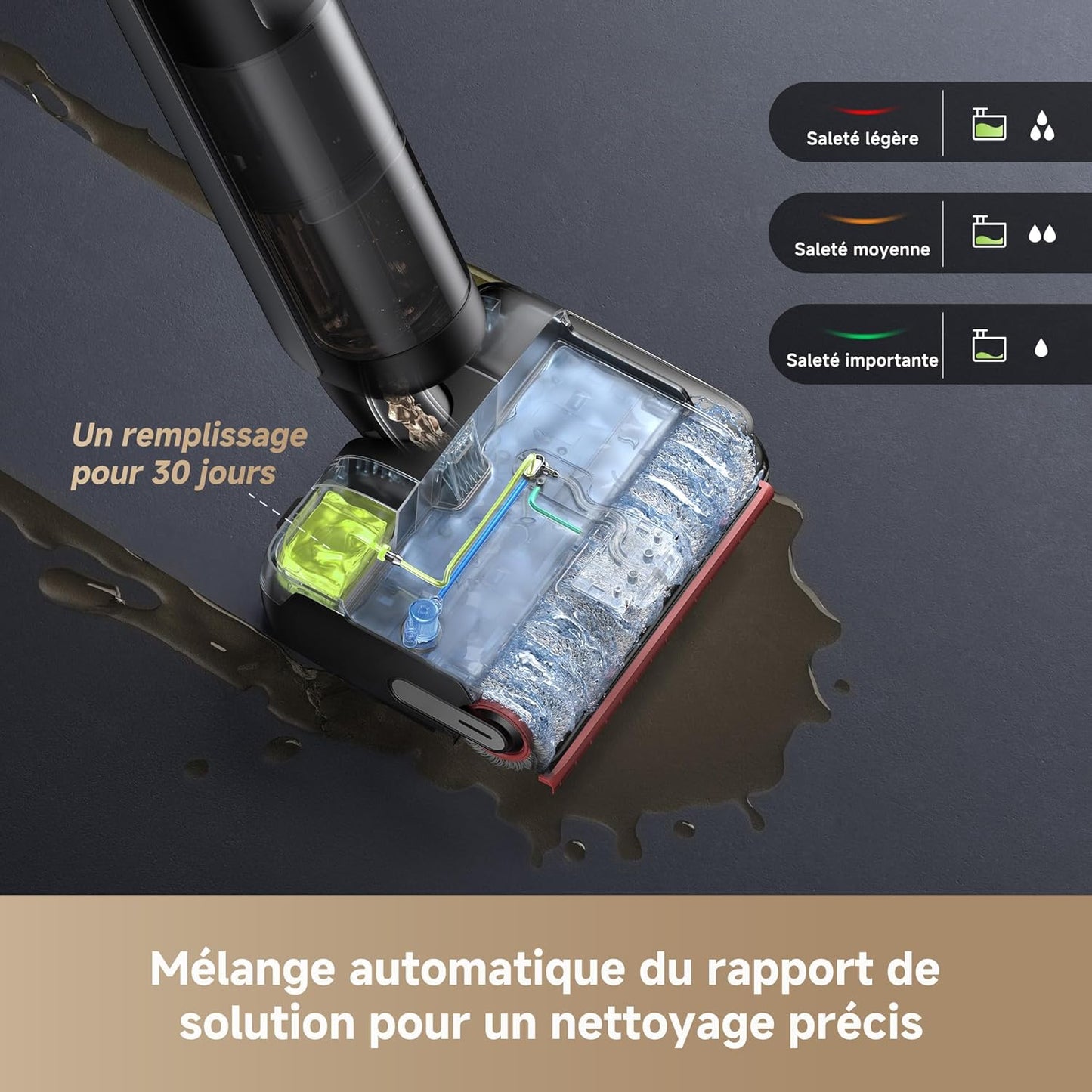 dreame H15 Pro FoamWash Aspirateur Laveur, Nettoyage Ciblé, Solution à Rapport Intelligent