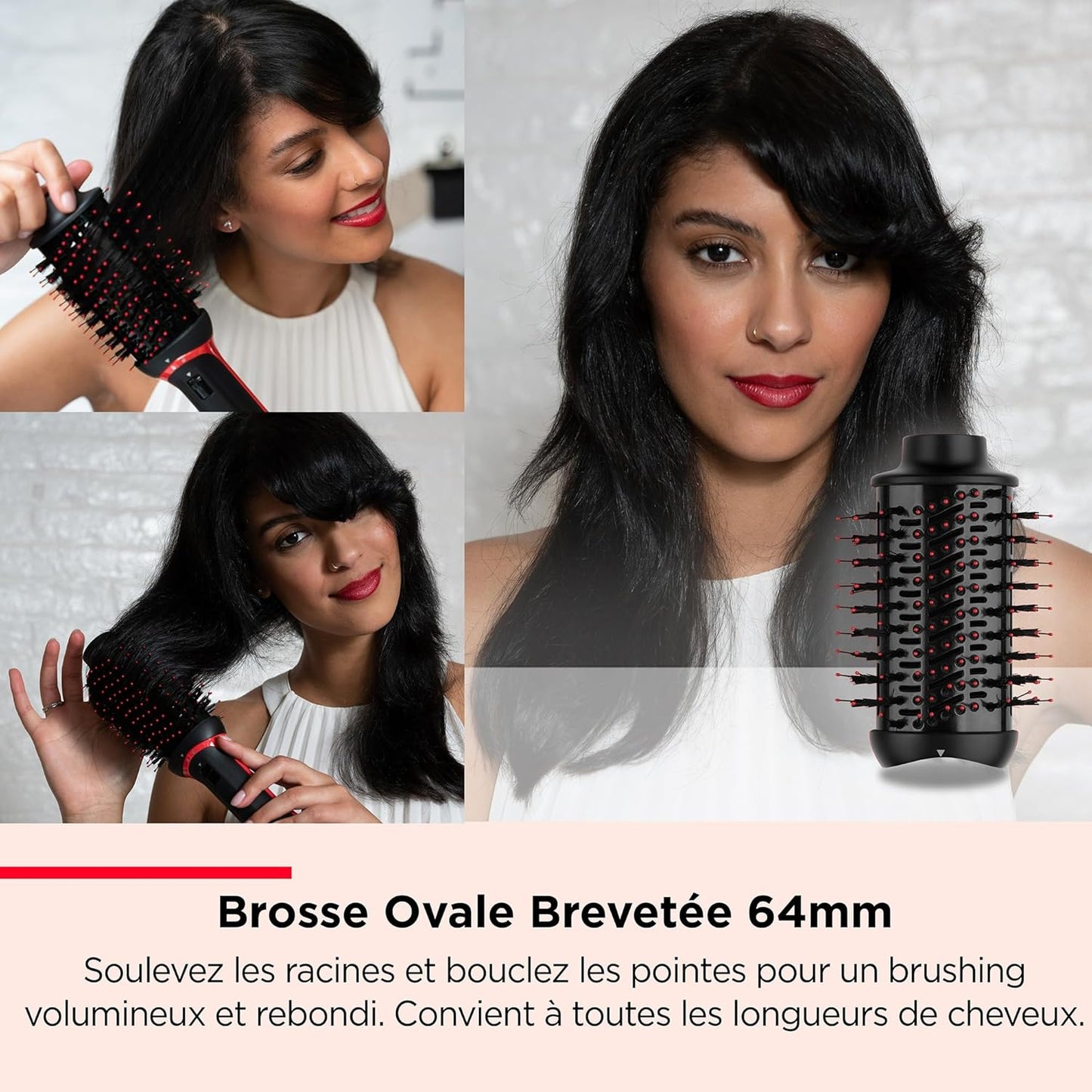 REVLON- 5-EN-1 One-Step Styler multi-usages (têtes amovibles, boucleur, sèche-cheveux, brosse volumisante, brosse coiffante et concentrateur) RVDR5370