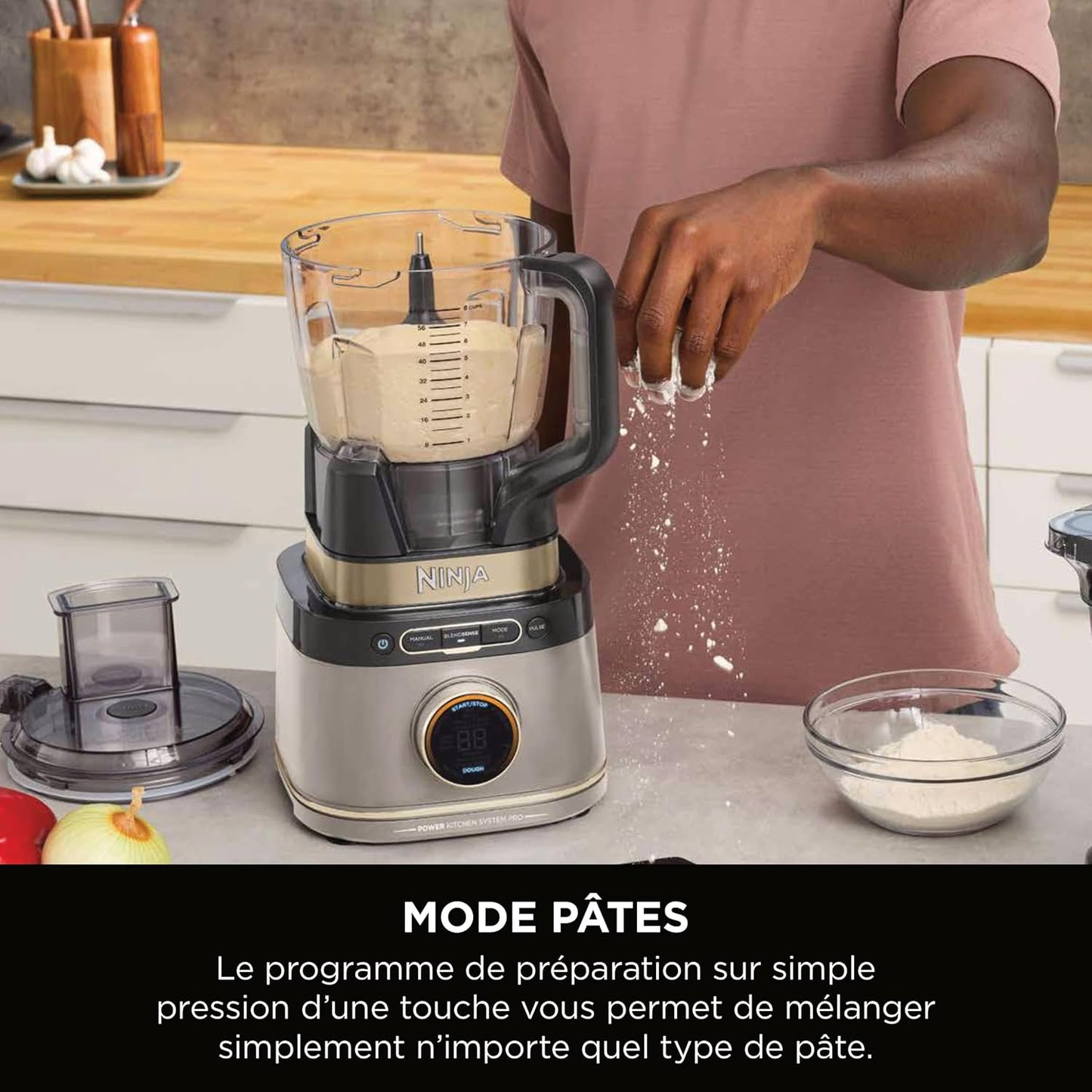 Ninja Detect Power Blender Processor Pro 3-en-1 – Mixeur 1200 W, couleur Stone Gold