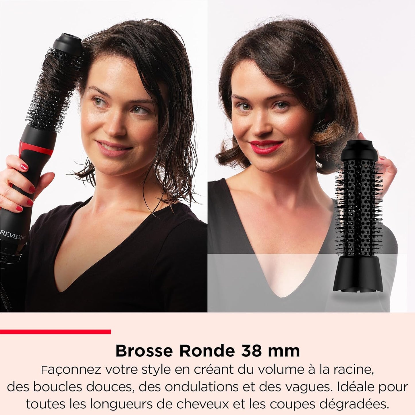 REVLON- 5-EN-1 One-Step Styler multi-usages (têtes amovibles, boucleur, sèche-cheveux, brosse volumisante, brosse coiffante et concentrateur) RVDR5370
