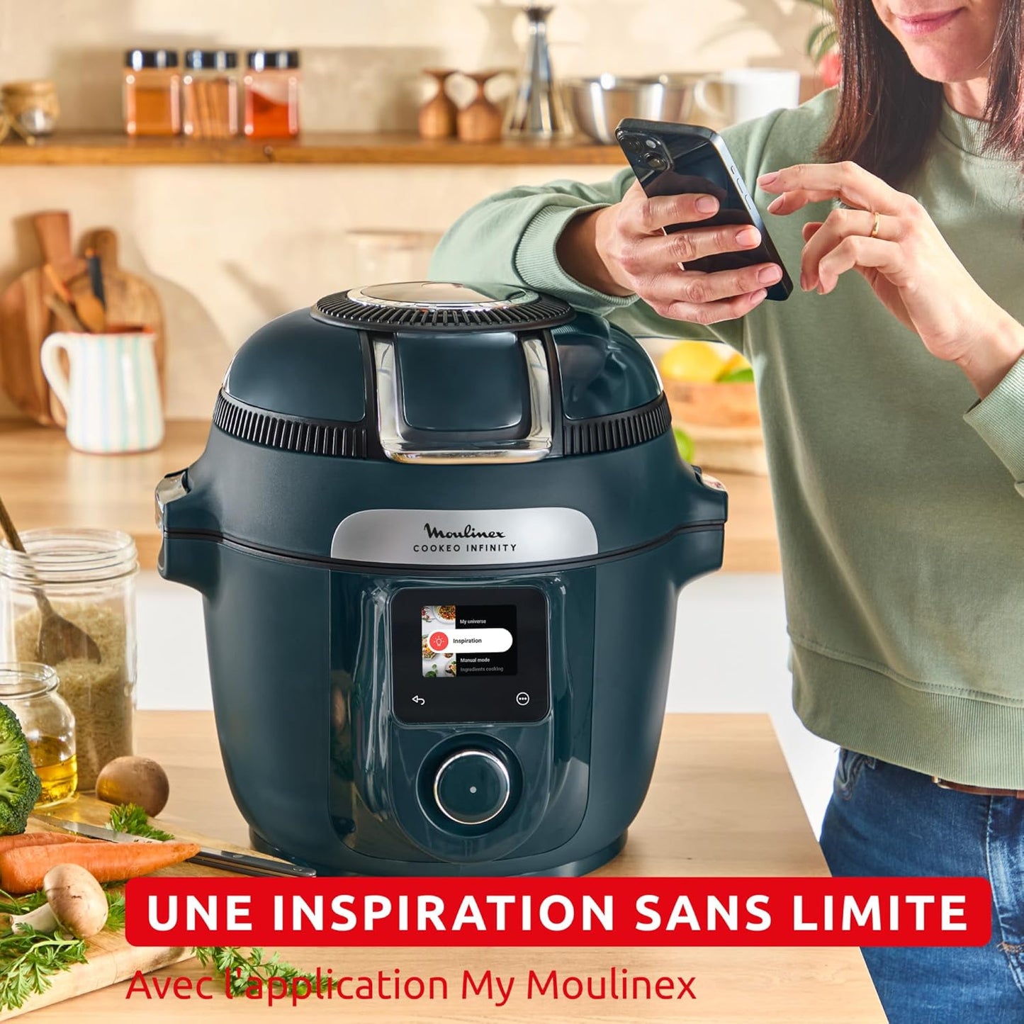 Moulinex Cookeo Infinity, Air fryer + multicuiseur sous pression, Mélange automatique, 19 programmes