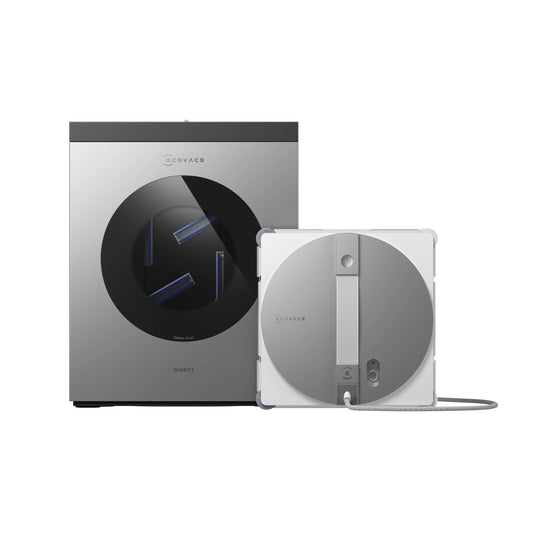 ECOVACS WINBOT W3 OMNI Robot Nettoyeur de Vitres avec Station, Lavage Automatique des Tampons, Nettoyage Intelligent Jusqu’aux Bords, Pulvérisation à 3 Jets, Contrôle via Application