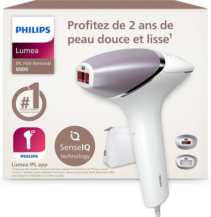 Philips Lumea Epilateur à lumiere pulsee Serie 8000 - Epilateur avec technologie SenseIQ, 2 embouts pour le corps et le visage, utilisation filaire (modèle BRI944/00)