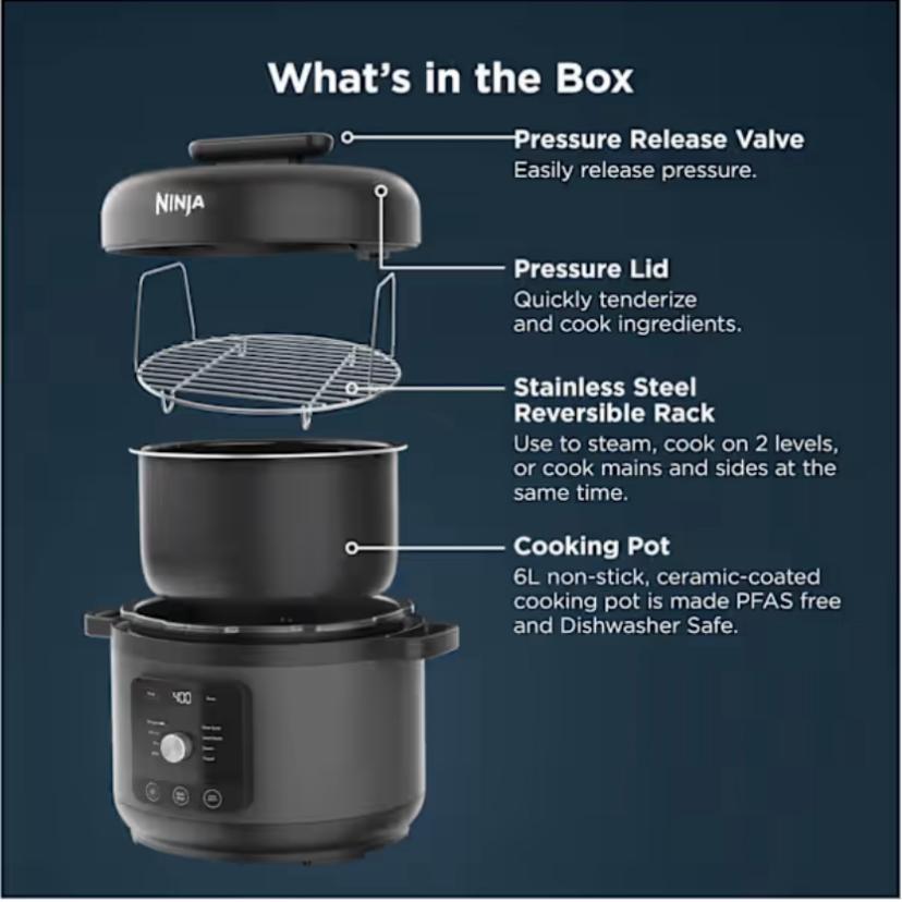 Ninja HyperHeat 6L 9-in-1 Pressure & Rice Cooker PC201UK