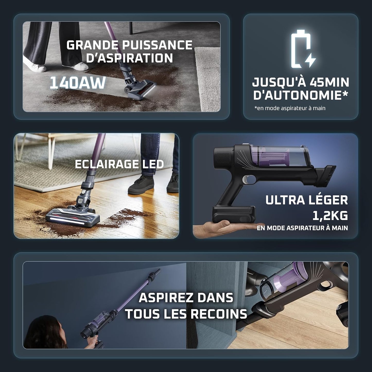 Rowenta X-Pert 7.60 Aspirateur Balai sans fil, Ultra Léger, Puissant 140W.