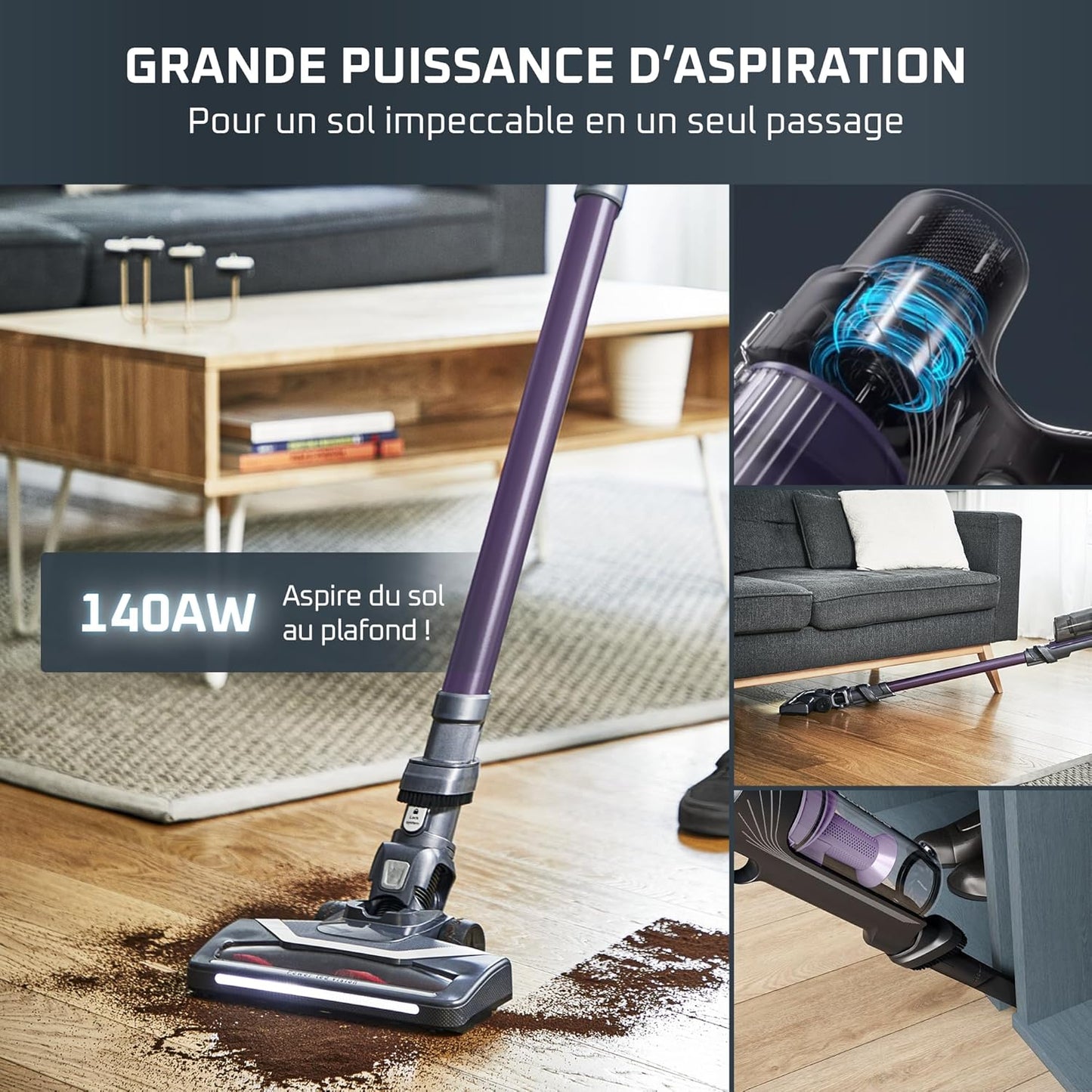 Rowenta X-Pert 7.60 Aspirateur Balai sans fil, Ultra Léger, Puissant 140W.