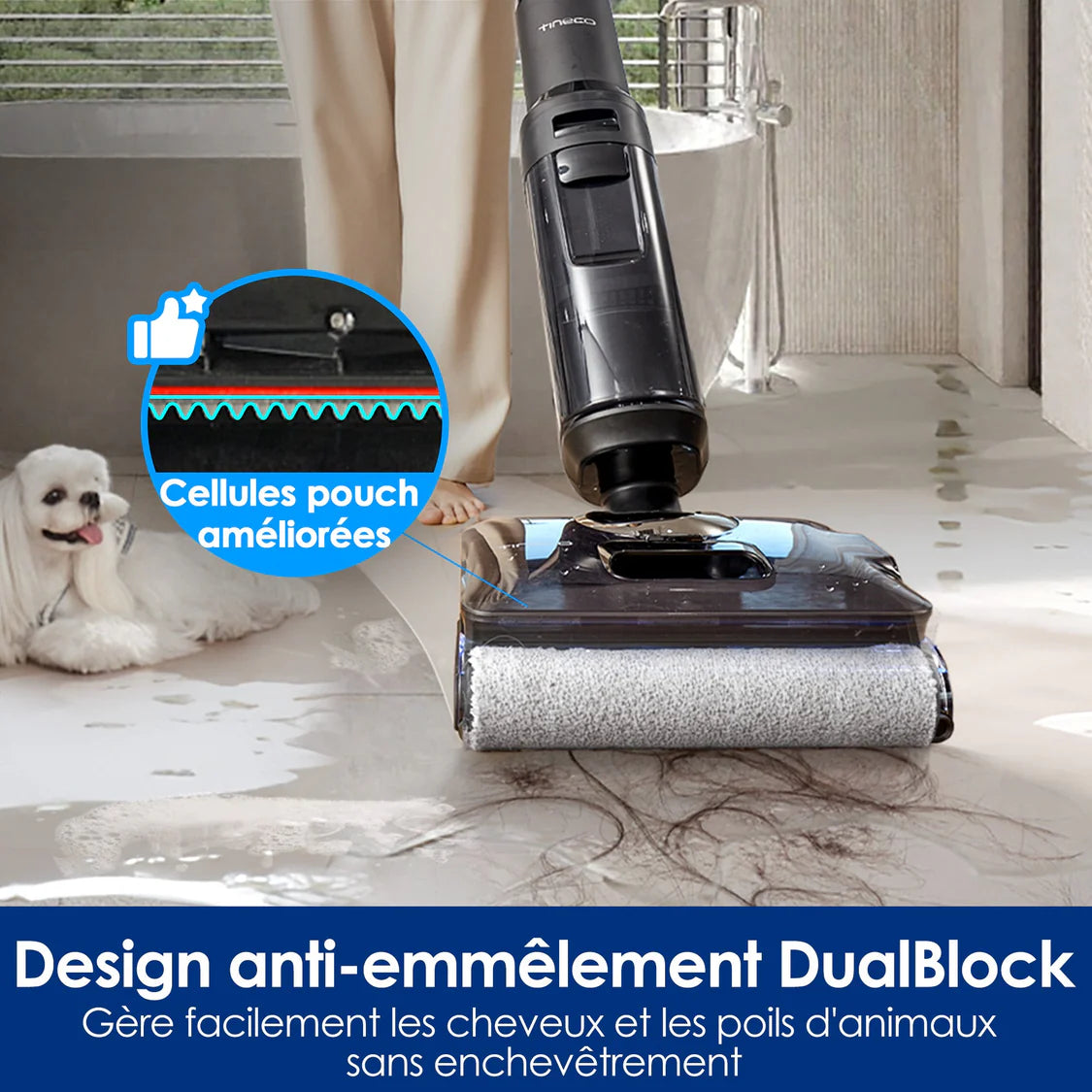 Tineco FLOOR ONE S7 Stretch Steam Aspirateur Balai Vapeur Sans Fil Tout-en-Un