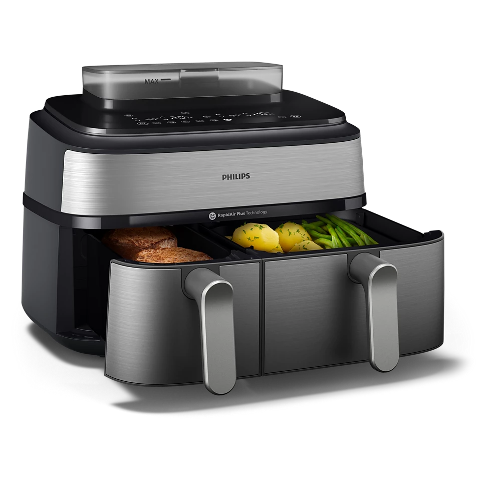 Philips Airfryer Série 5000 – Air Fryer double panier 9 L avec cuisson vapeur