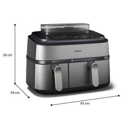 Philips Airfryer Série 5000 – Air Fryer double panier 9 L avec cuisson vapeur
